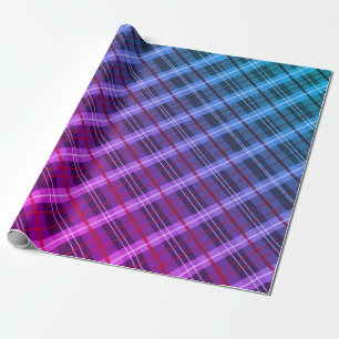 Customisable Blue and Purple Plaid Wrapping Paper