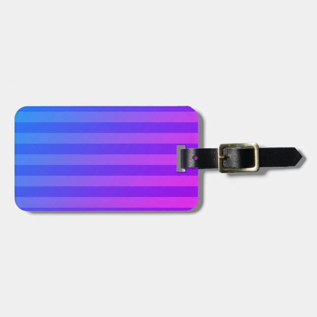 Customisable Blue and Purple Stripes Luggage Tag (Front Horizontal)