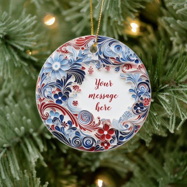 Customisable Blue and red Chiyogami Ornament (Tree)