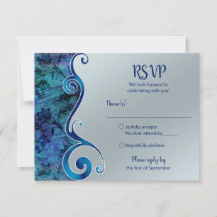 Customisable Blue and Silver RSVP Card