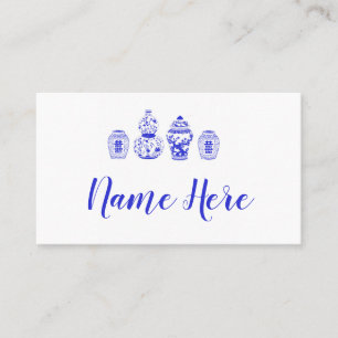 Customisable Blue and White Ginger Jar Placecards