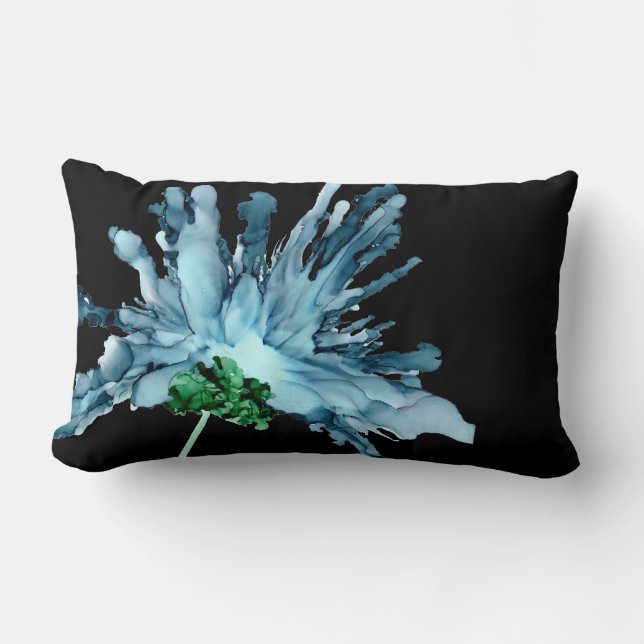 Customisable! Blue bearded lily Hand Painted Lumbar Cushion (Front)