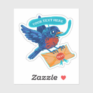 Customisable Blue Bird Sticker Mail Carrier
