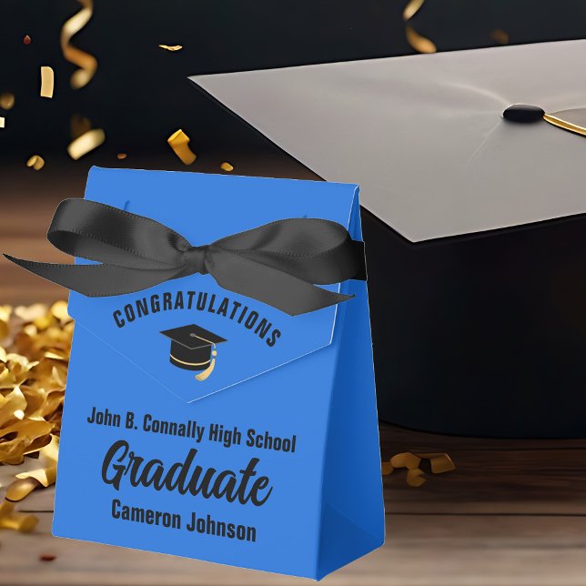 Customisable Blue Black Graduation Party Favour Box (Creator Uploaded)