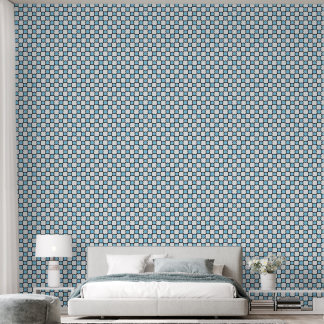 Customisable Blue Black White Geometric Quatrefoil Wallpaper