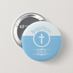 Customisable, Blue Boy Child of God Baptism 6 Cm Round Badge