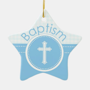 Customisable, Blue Boy Child of God Baptism Ceramic Tree Decoration