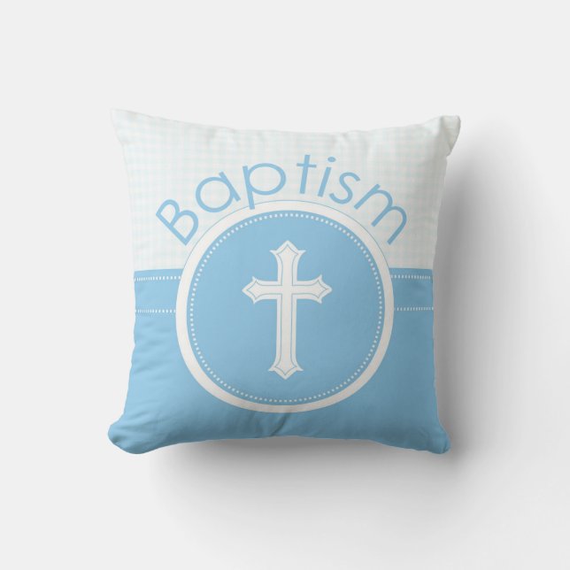 Customisable, Blue Boy Child of God Baptism Cushion (Front)
