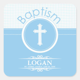 Customisable, Blue Boy Child of God Baptism Square Sticker