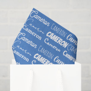Customisable Blue Boys Name Font Collage Tissue Paper