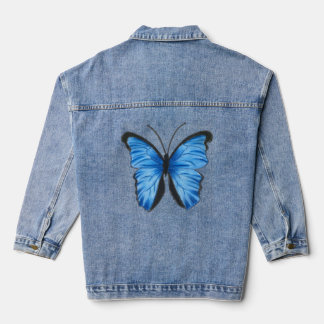 Customisable Blue Butterfly Design Denim Jacket