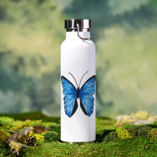 Customisable Blue Butterfly Design Water Bottle
