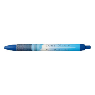Customisable Blue Calm Beach Scene Blue Ink Pen