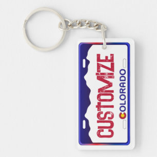 Customisable blue Colorado license plate keychain