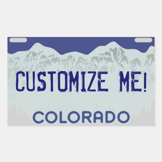 Customisable blue Colorado license plate stickers (Front)