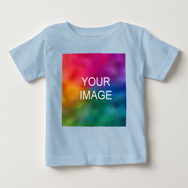 Customisable Blue Colour Template Add Image Photo Baby T-Shirt (Front)
