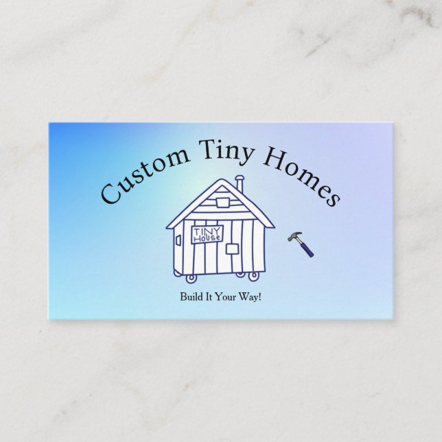 Customisable Blue Custom Tiny Homes Business Card (Front)