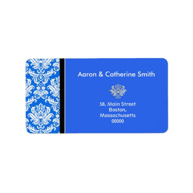 Customisable Blue Damask Address Labels (Front)