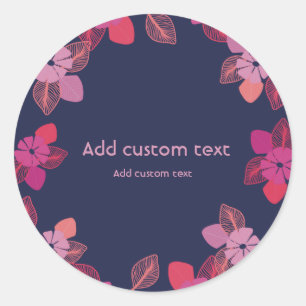 customisable blue floral elegant gift sticker