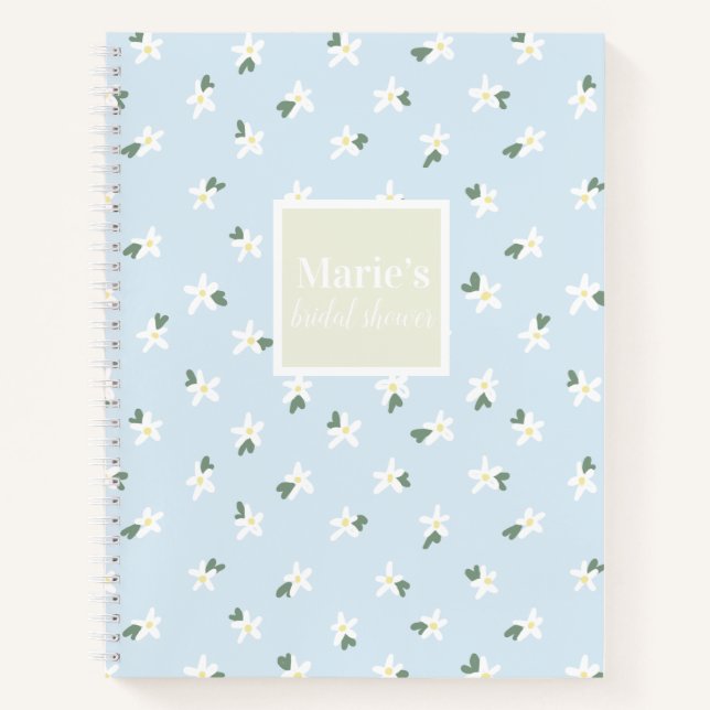 Customisable blue floral notebook (Front)