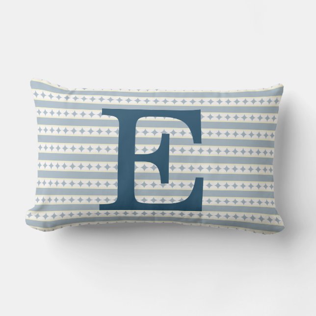 Customisable Blue Initial Monogram Lumbar Cushion (Front)