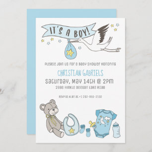 Customisable Blue It's a Bo Baby Shower Invitation