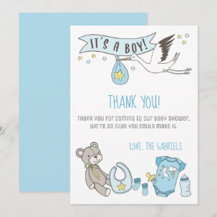 Customisable Blue It's a Bo Baby Shower Thank You Card