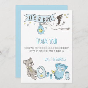 Customisable Blue It's a Bo Baby Shower Thank You Card
