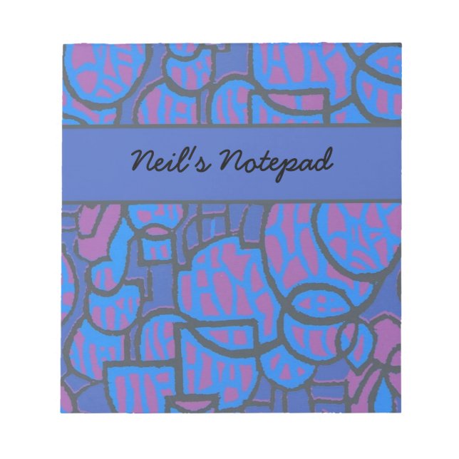 Customisable Blue Magenta Abstract Notepad (Front)
