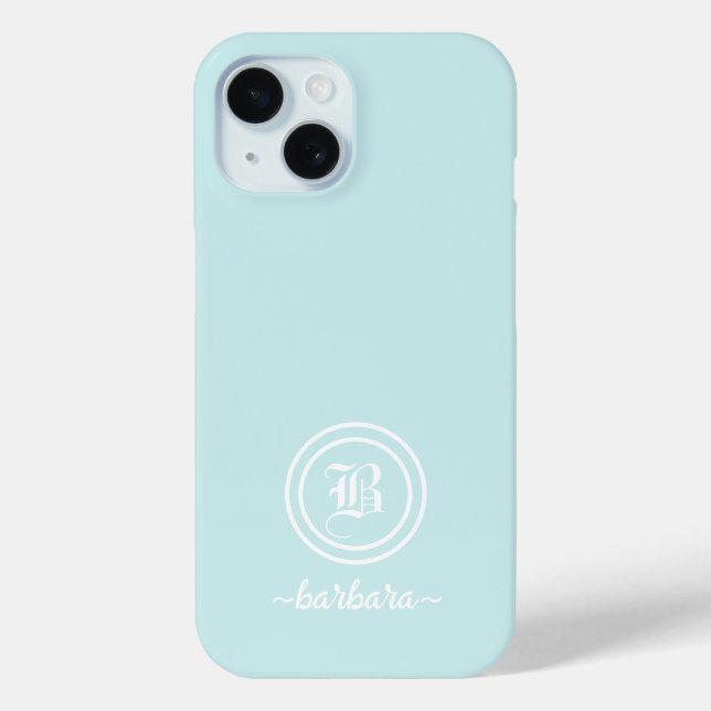 Customisable Blue Monogram & Name Phone Case (Back)