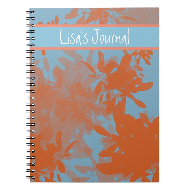 Customisable Blue & Orange Leaf Notebook (Front)