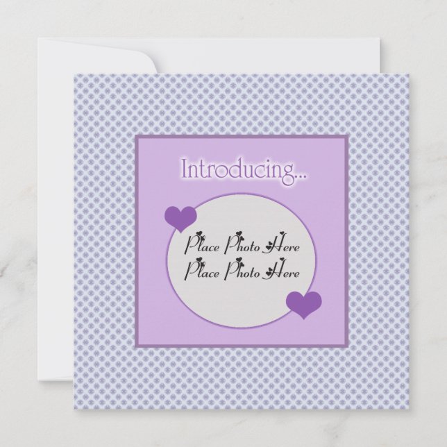 Customisable Blue Purple Birth Announcement (Front)
