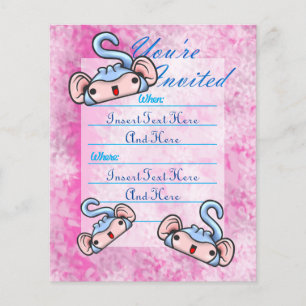 Customisable Blue Smiling Monkeys Invite Flyer