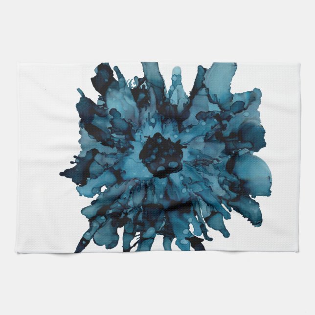Customisable!!!  Blue spider mum-large flower- Tea Towel (Horizontal)