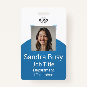 Customisable Blue Vertical Staff ID Badge 