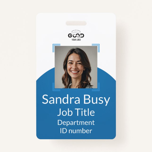 Customisable Blue Vertical Staff ID Badge  (Front)