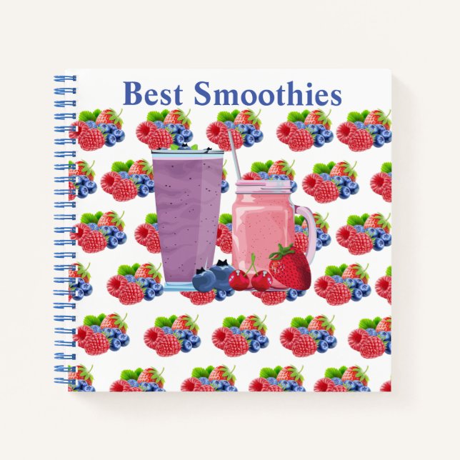 Customisable Blueberry & Strawberry Smoothie Notebook (Front)