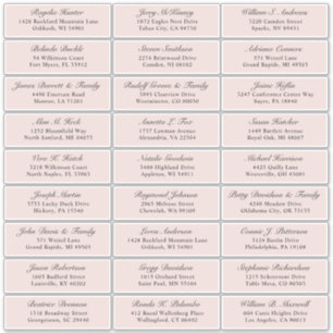 Customisable blush wedding guest address sticker