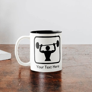 Customisable Bodybuilder / Weightlifter Logo Two-Tone Coffee Mug