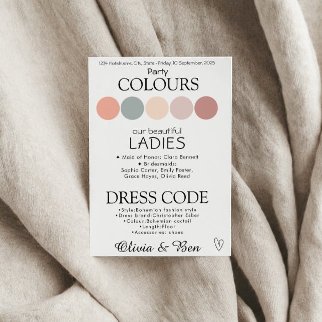 Customisable Boho Coastal Wedding Dress Code Enclosure Card (Creator Uploaded)