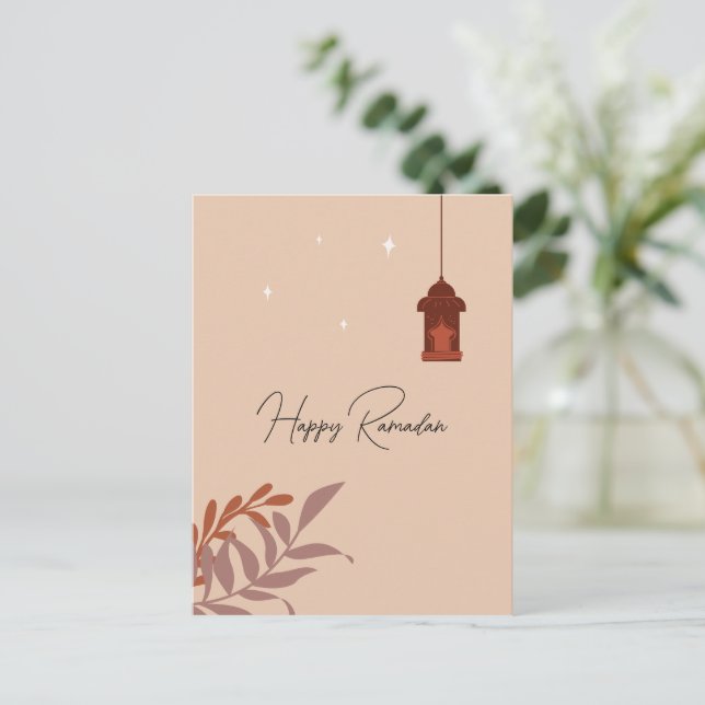 Customisable Boho Islamic Happy Ramadan  Holiday Postcard (Standing Front)