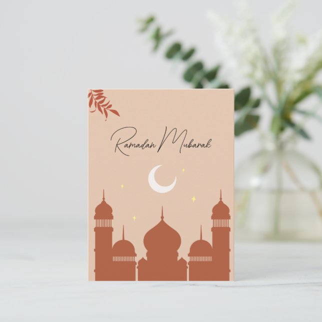 Customisable Boho Islamic Ramadan Mubarak  Holiday Postcard (Standing Front)