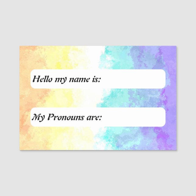 Customisable Boho Marbled Genderfaun Pride Flag Name Tag (Front)