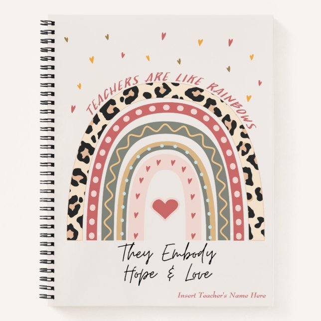 Customisable Boho Rainbow Quote - Teachers Notebook (Front)