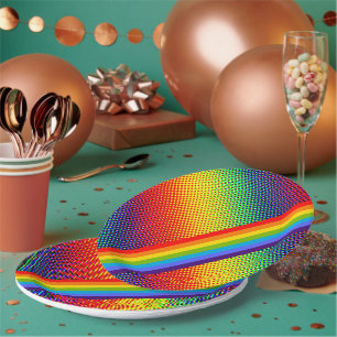 Customisable Bold & Bright Rainbow LGBT Gay Pride Paper Plate