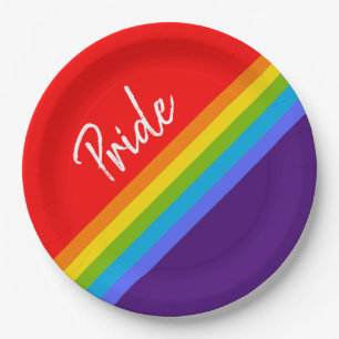 Customisable Bold & Bright Rainbow LGBT Gay Pride Paper Plate