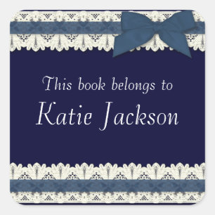 Customisable book belongs to blue bow stickers