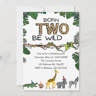 Customisable Born TWO be Wild Birthday  Invitation