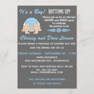 Customisable Bottoms Up Baby Shower Invitation