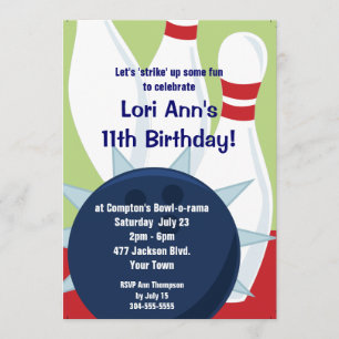 Customisable Bowling Birthday Party Invitation